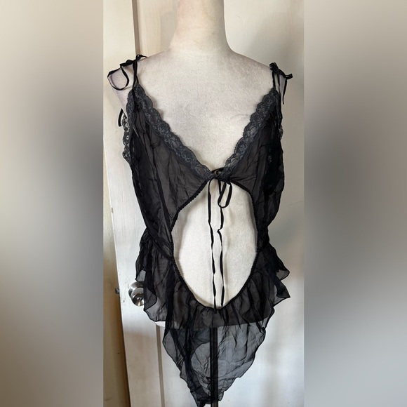 NWT Skims Romance Lace Tie Front teddy lingerie ruffle boudoir date feminine - Picture 2 of 5